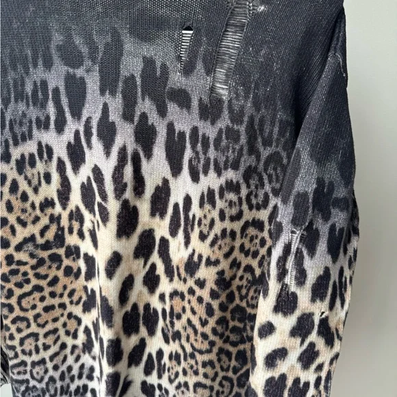 R13 Leopard Print Cardigan in Black and Cream - Picture 8 of 11